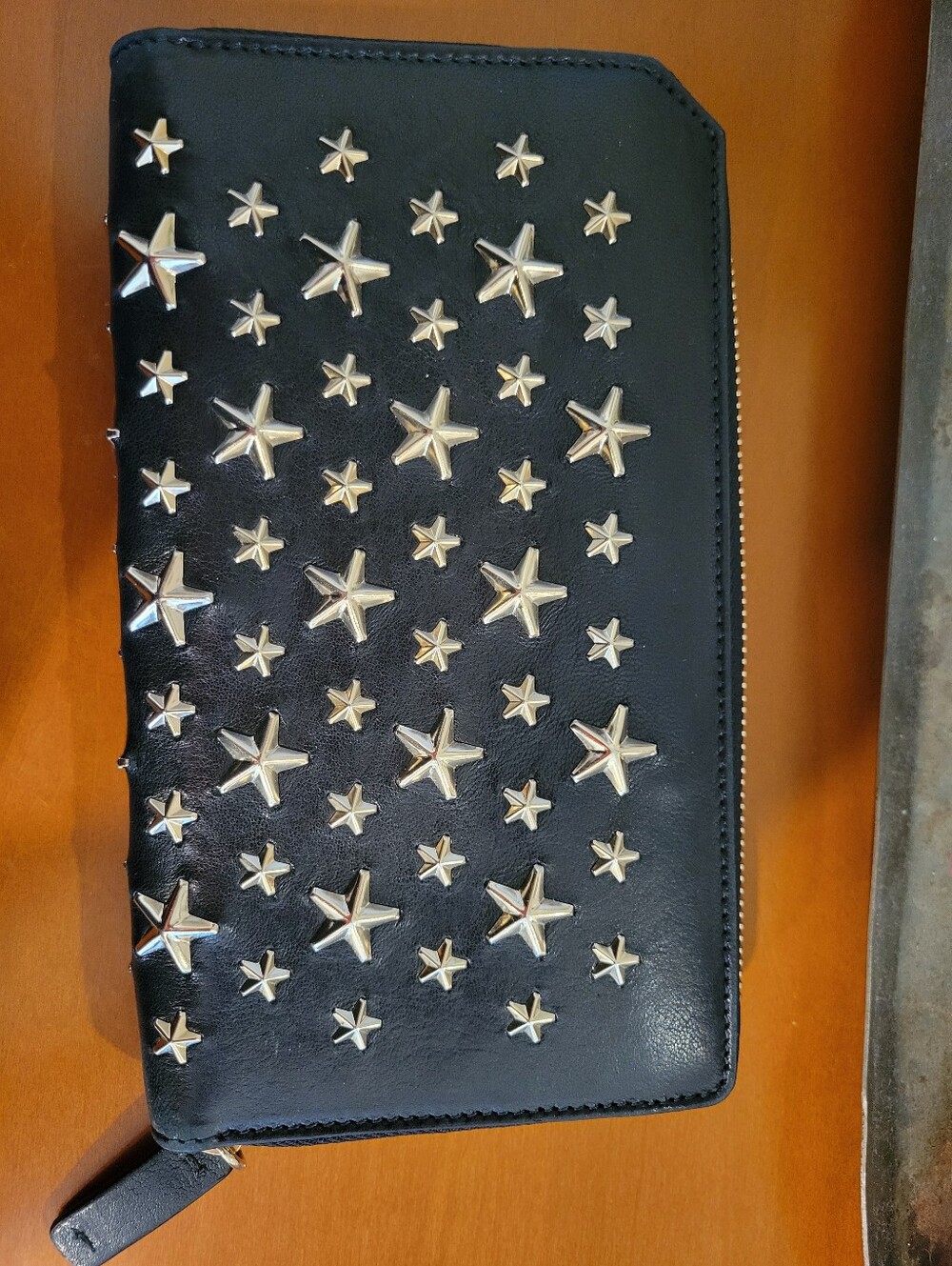 Jimmy Choo Carnaby Star Studded Full Zip Travel Wallet - EUC